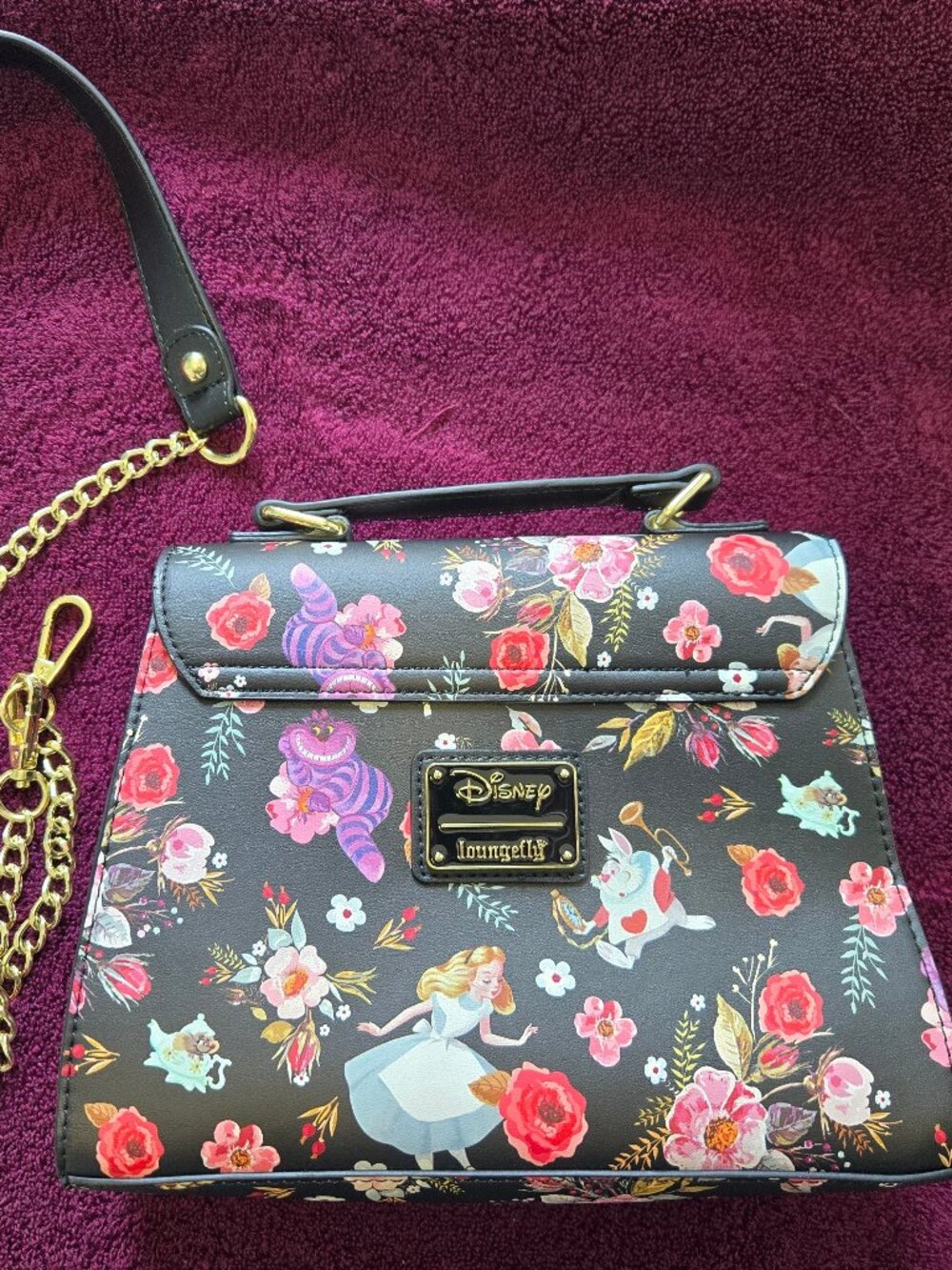 Loungefly Disney Alice in Wonderland AOP Floral Crossbody Satchel Purse